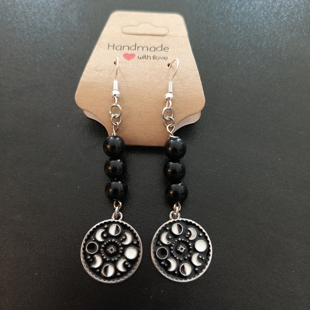 Handmade Black and Silver Earrings